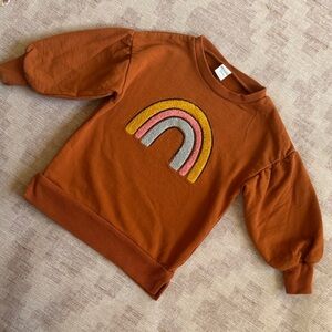 Petit Lem Rust Sweatshirt with Textured Rainbow Applique size 24M